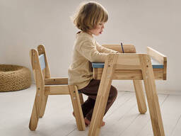 Детский столик с выдвижным ящиком и стульчик Tatoy для детей 2-7 лет Темно-синий