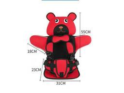 Детское Бескаркасное Автокресло в форме Медвежонка (Цвет Красный)