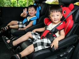 Детское Бескаркасное Автокресло в форме Медвежонка (Цвет Красный)