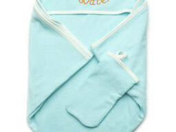 Детское полотенце махровое для купания с рукавичкой
