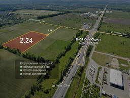 Ділянка 2,4 га біля траси М-05 Київ–Одеса (23 км від Києва)