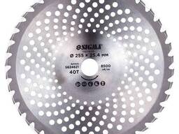 Диск для триммера с твердосплавными напайками Ø255×25.4мм 40Т волнообразный Sigma. ..