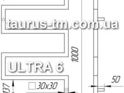 Дизайнерська рушникосушка - радіатор Ultra 6 з нержавіючої сталі /1000х500. Труба 30х30