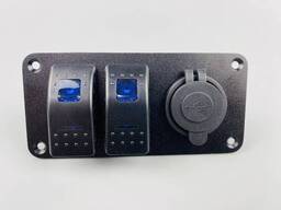 Двойной USB-порт, универсальная розетка, 12-24 В, светодиодный переключатель, панель
