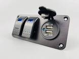 Двойной USB-порт, универсальная розетка, 12-24 В, светодиодный переключатель, панель - фото 1