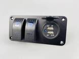 Двойной USB-порт, универсальная розетка, 12-24 В, светодиодный переключатель, панель - фото 3