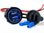 Двойной USB-разъем 4.2А С LED подсветкой, чехол пылезащитный, ( кнопка вкл/выкл ) - фото 1