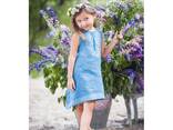 Дитяче плаття з льону кольору деніму з асиметричною лінією низу - фото 2