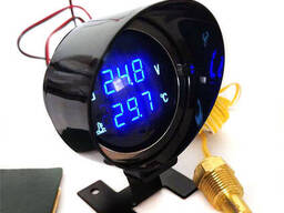 Електронний датчик температури двигуна та напруги 2-в-1 (12/24V, LED синій, різьба 3/8)