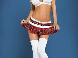 Еротичний ігровий костюм школярки Obsessive Schooly, Біло-червоний, L, XL