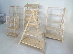 Этажерки деревянные. Стеллаж для Книг, для Цветов, для Обуви. Полки