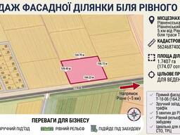 ФАСАДНА ДІЛЯНКА 1,7407 га біля рівного — 5 км від міста!
