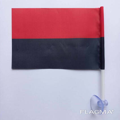 Флаг УПА черно-красный Украины 15х10 см на присоске в автомобиль