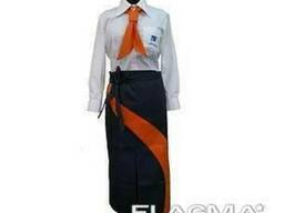 Форма для официантов. Рубашка, фартук и галстук.