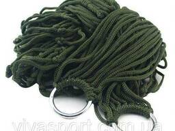 Гамак сетчатый веревочный походный Темно-зеленый (хаки)