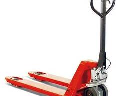 Гидравлическая тележка рокла 2.5т с ручным тормозом, 85-200мм, вилы 1150*540мм. ..