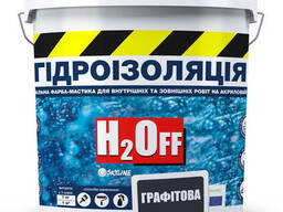 Гидроизоляция универсальная акриловая краска мастика H2Off Графитовая 12 кг