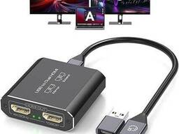 HDMI-разветвитель (сплиттер) с функцией расширенного дисплея для двух мониторов, USB A. ..