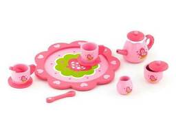Игрушечная посуда Viga Toys Деревянный чайный набор, розовый (50343)
