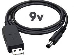 Кабель с преобразователем напряжения 5V - 9V 1А USB-5.5 для питания роутера от. ..