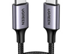 Кабель Type-C на Type-C Ugreen US261 Cable Aluminum Case with Braided (1m, 60W, 3A). Gray
