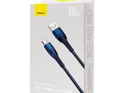 Кабель Type-C на USB с подсветкой Baseus Glimmer Series Fast Charging (1m, 100W, 6A. ..