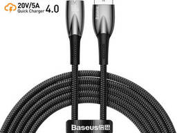 Кабель Type-C на USB с подсветкой Baseus Glimmer Series Fast Charging (1m, 100W, 6A. ..