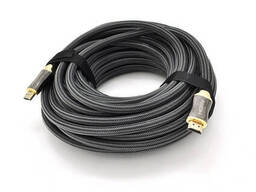 Кабель Veggieg HA-12 HDMI-HDMI 4K UHD, 12.0m, v2,0, OD-4.0mm, круглый, Black, коннектор. ..