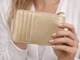 Картхолдер, чехол для платежных карт, визиток из эко кожи Trendz золотистый
