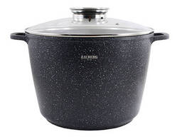 Кастрюля-котел глубокая Zauberg 14 л с покрытием под мрамор и крышкой