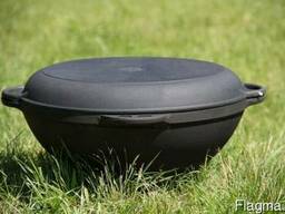 Казан чугунный с крышкой-сковородкой на 12л