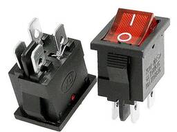 Электрическая схема переключателя с клавишной кнопкой KCD1-203 series MR3-230-C6-BB ON-OFF-ON 6 pin