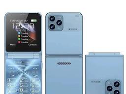 Кнопочный мобильный телефон раскладушка AIEK I15 Max на 4 сим карты Blue