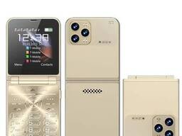 Кнопочный мобильный телефон раскладушка AIEK I15 Max на 4 сим карты Gold