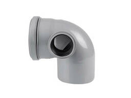 Коліно ПВХ каналізаційне з відводом 50х110, 90° (в право)
