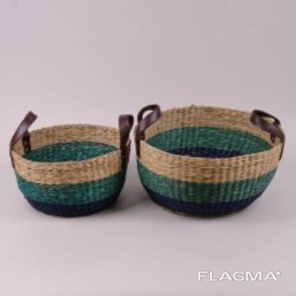 Комплект плетенных корзин 2 шт. из морской травы