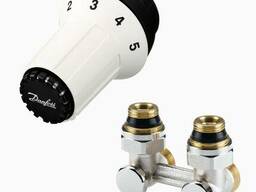 Комплект радиаторных терморегуляторов Danfoss, угловой.