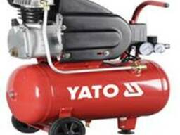 Компресор мережевий YATO 230 В, 1,5 кВт, тиск ≤ 8 Bar, під. повітря- 188 л/хв, ресивер. ..