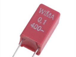 Конденсатор пленочный WIMA MKS2 100 нФ 400VDC 200VAC плюс минус 10 процентов шаг 5 мм