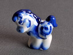 Коник лошадь кінь фігурка статуетка порцелянова Гжель Вживане #3