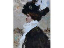 Копия: Профиль элегантной дамы в черной шляпе