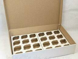 Коробка на 24 капкейка из гофрокартона Белая, 47,5 х 32,1 х 9,0 см