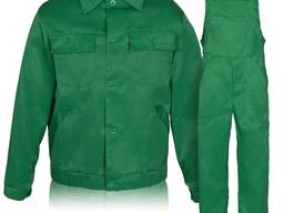 Костюм рабочий, куртка с полукомбинезоном зеленого цвета