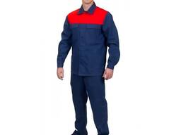 Костюм рабочий (куртка брюки) , темно-синий с красным