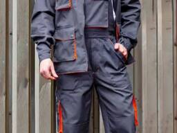 Костюм рабочий серый с оранжевым вставками, качество люкс