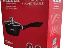 Ковш Vezzer круглый из литого алюминия с антипригарным покрытием и стеклянной крышкой. ..