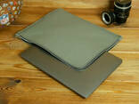 Кожаный чехол для MacBook на молнии, с войлочной подкладкой, кожа Grand, цвет Серый - фото 3