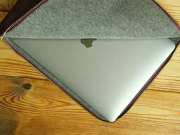 Кожаный чехол для MacBook на молнии, с войлочной подкладкой, Винтажная кожа, цвет Бордо