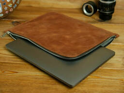 Кожаный чехол для MacBook на молнии, с войлочной подкладкой, Винтажная кожа, цвет Коньяк