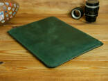 Кожаный чехол для MacBook на молнии, с войлочной подкладкой, Винтажная кожа, цвет Зеленый - фото 3